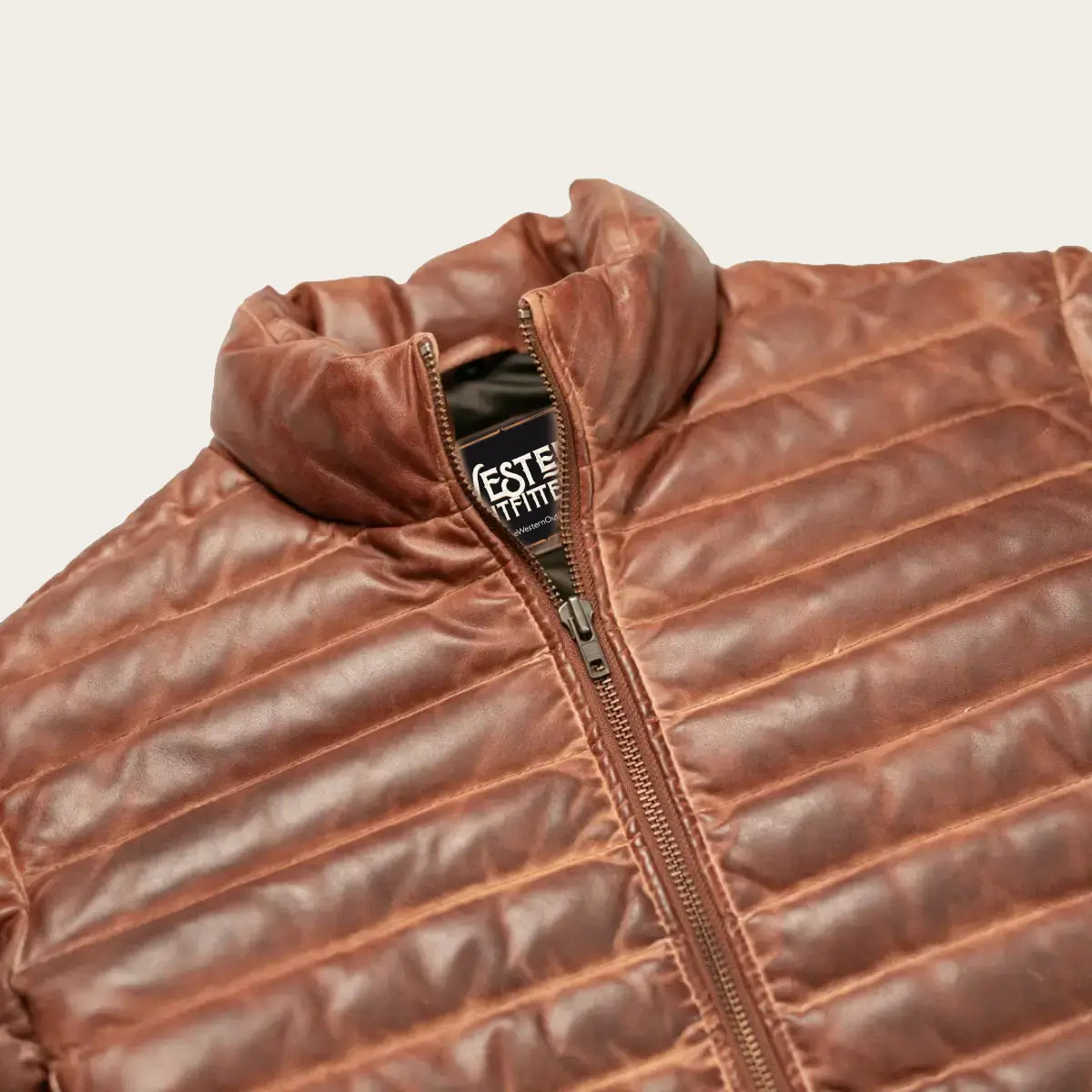 Bridger Men's Brown Leather Puffer Jacket