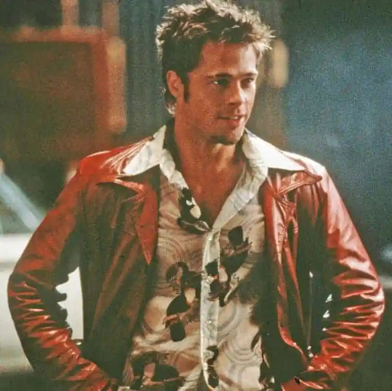 Fight Club Tyler Durden Mayhem Red Leather Jacket (Inspired Style)