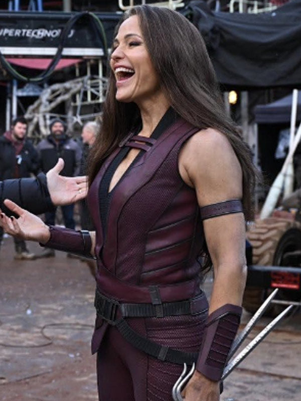 Jennifer Garner Deadpool & Wolverine Maroon Leather Vest (Inspired Style)