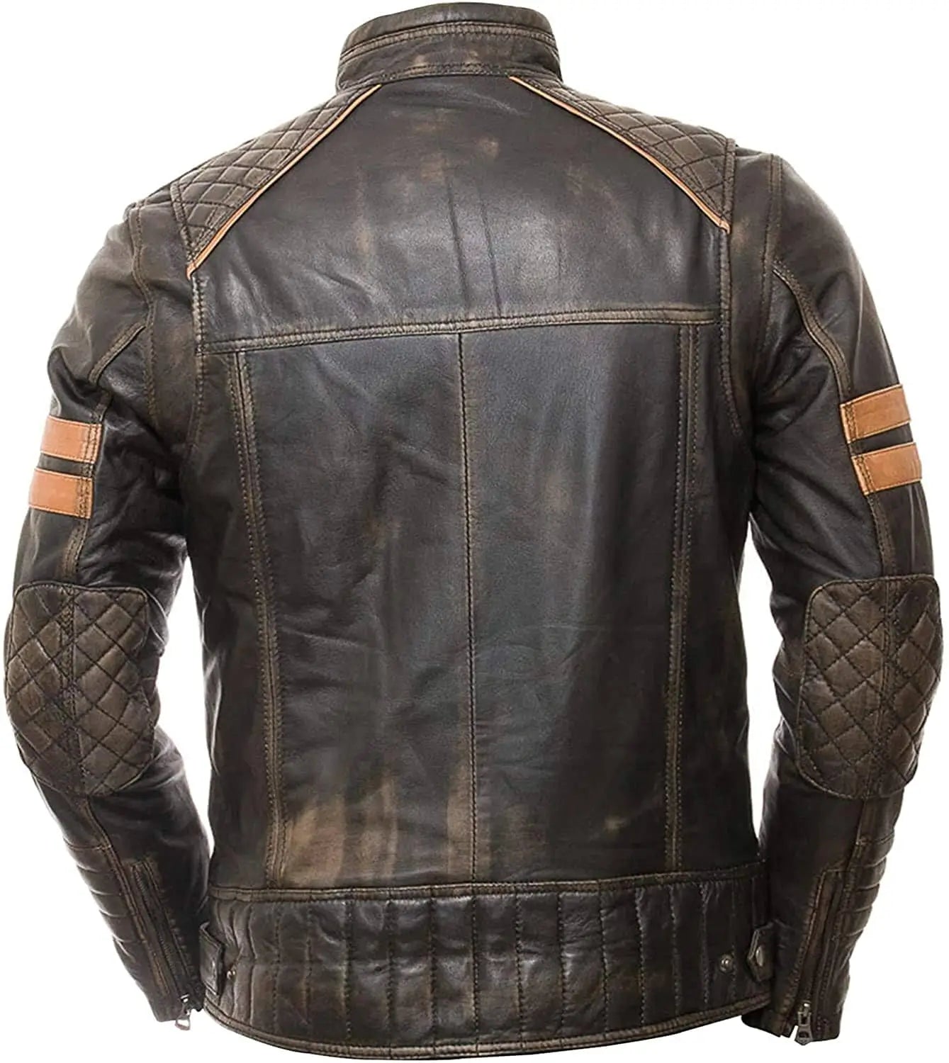 Men's Café Racer Retro Distressed Leather Jacket