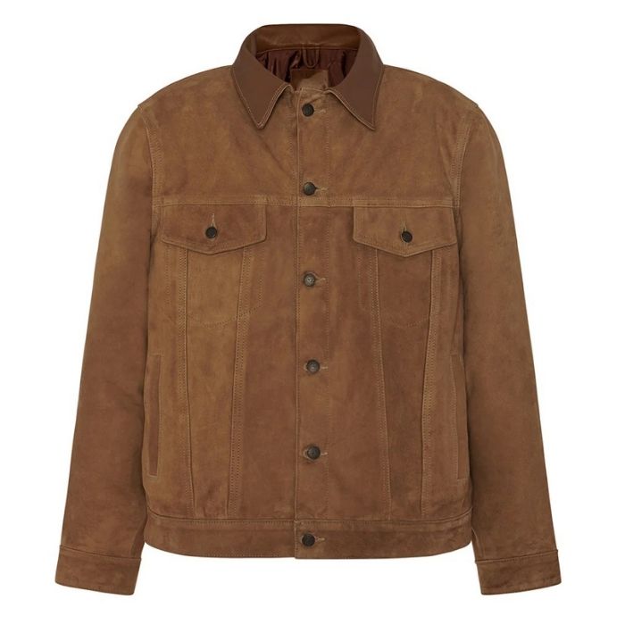 Suede Tobacco Trucker Jacket